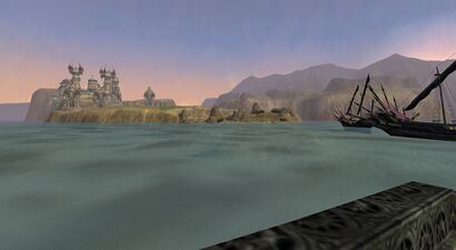 The City of Dol Amroth from the deck of the Corsair ships at anchor.