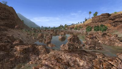 The outer reaches of the Usâl riverbed are blocked off by rubble, but it stretches across the southern parts of Umbar before meeting the ocean.