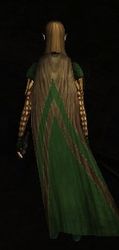 A cloak worn by a female elf. The green part can be dyed.