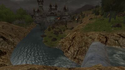 After a final waterfall, the Gilrain heads towards Linhir on the coast.