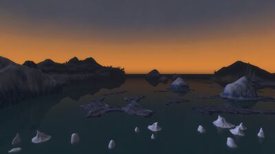 Sunset view of the Ice Bay of Forochel from Itä-mâ
