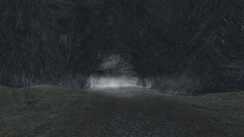 An ominous path leading out the western side of Wistmead, through the Dauntwood.