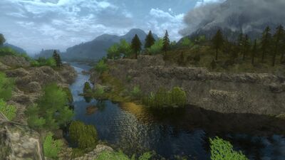 The river proceeds through the Vales of Anduin, following Woodsedge on the border of Mirkwood.