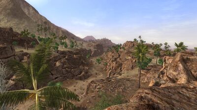 Rocky formations of red stone dominate this part of the riverbed.