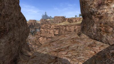 The Usâl would have plummeted into a magnificent waterfall here hundreds of years ago, but now there is only a high cliff overlooking its lower course left.