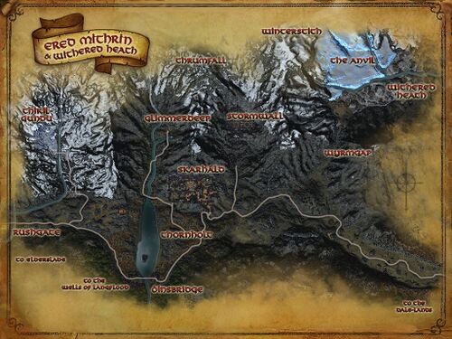 Ered Mithrin and the Withered Heath map