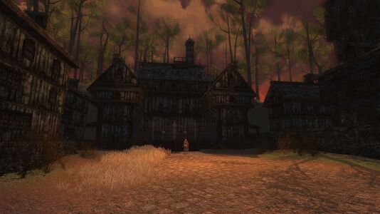 The town-hall, burnt and sacked