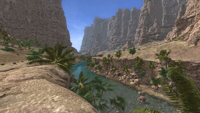 The first part of the river is quite shallow and easily fordable, but lined with steep cliffs making access difficult.
