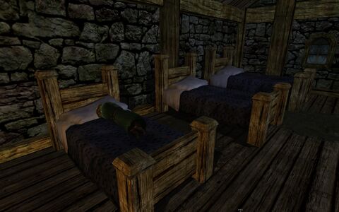 Three beds in a peculiar home.
