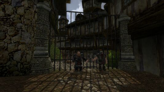 Dwarves guarding a gate in the Stone Quarter