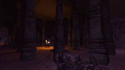 There's a very large number of pillars inside the barrow