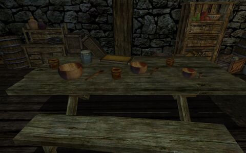 Three bowls of porridge in a peculiar home.
