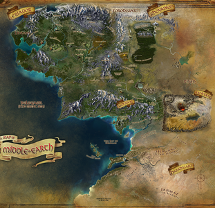 Middle-earth composed of the five region maps