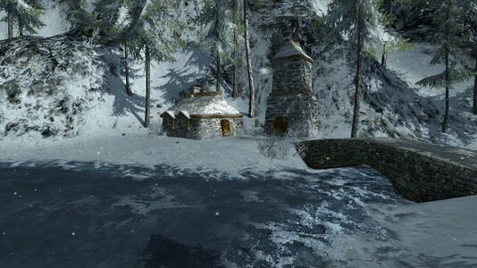 Fort by the frozen lake in Frostbluff