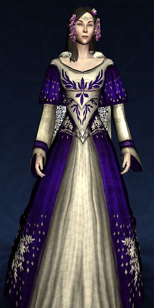 With Circlet of Hanging Blooms and Bridal Veil