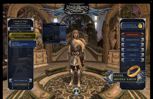 This screenshot shows the character selection screen when running at native resolution on a high resolution / high pixel density display. The main character selection UI looks is reasonably well sized, but the Options dialog is virtually unusable due to its very small size.