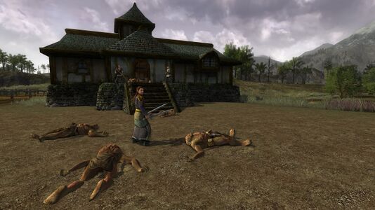 Londrandir, after an orc attack, in front of the farmhouse