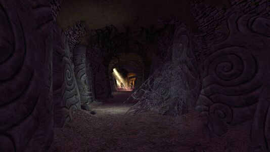 The long hallway that comprises most of the tomb