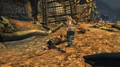 After chasing Azog down, Dáin killed and beheaded him in fron of the east-gate of Moria.