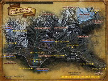 Map of Ered Mithrin and Withered Heath Treasures