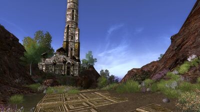 Ruined elven tower along the road
